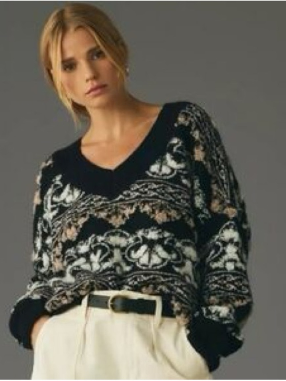 Anthropologie Slouchy V-Neck Sweater